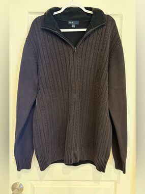 Men’s Pronto Uomo Dark Brown Cable Knit Half-Zip Sweater
